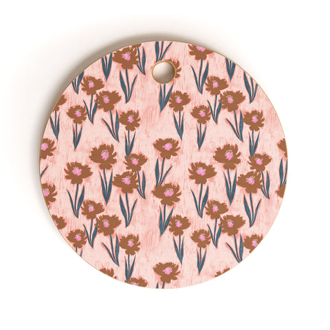 Schatzi Brown Danni Floral Pink Cutting Board Round
