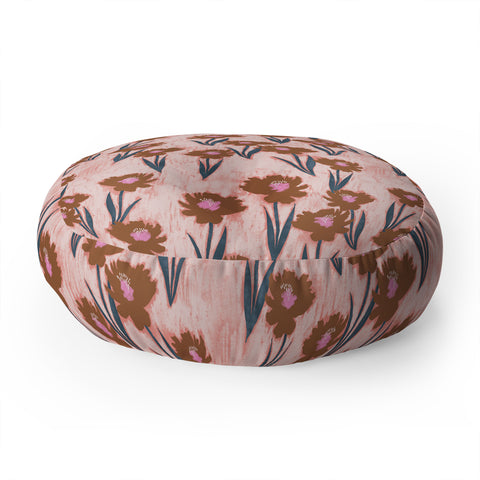 Schatzi Brown Danni Floral Pink Floor Pillow Round