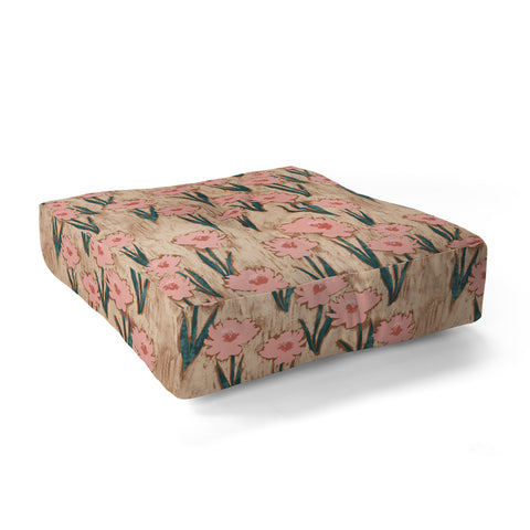 Schatzi Brown Danni Floral Tan Floor Pillow Square