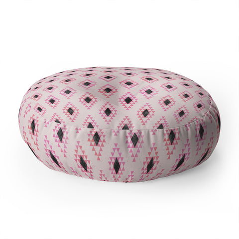 Schatzi Brown Desert Triangle Pink Floor Pillow Round