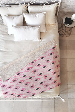 Schatzi Brown Desert Triangle Pink Fleece Throw Blanket