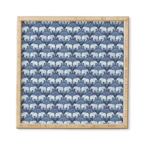 Schatzi Brown Elephant 1 Blue Framed Wall Art
