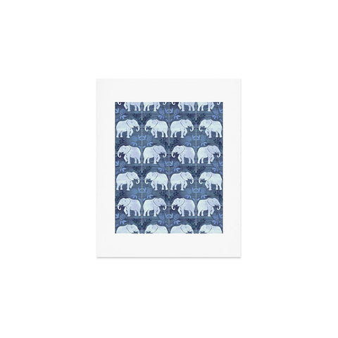 Schatzi Brown Elephant 1 Blue Art Print