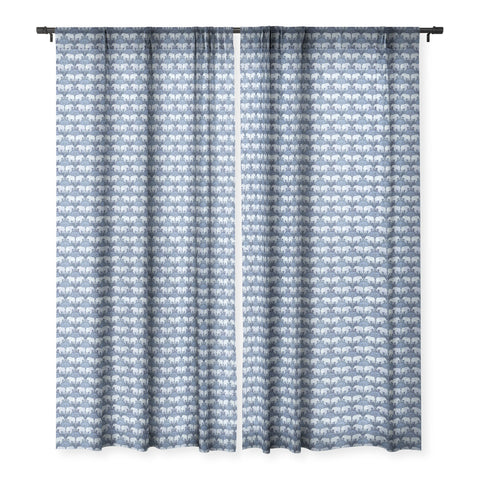 Schatzi Brown Elephant 1 Blue Sheer Window Curtain