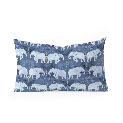 Schatzi Brown Elephant 1 Blue Oblong Throw Pillow
