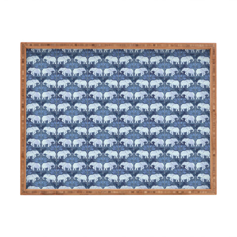 Schatzi Brown Elephant 1 Blue Rectangular Tray