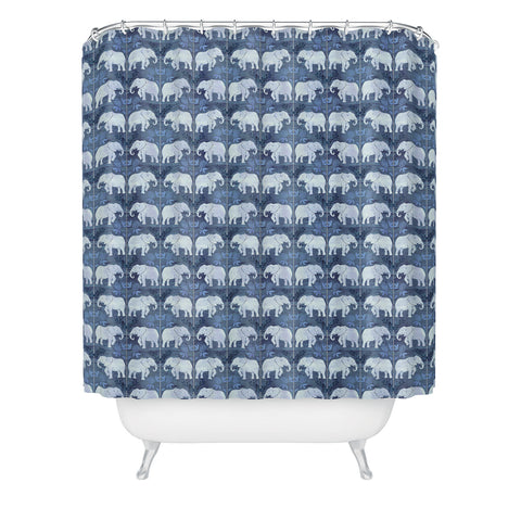 Schatzi Brown Elephant 1 Blue Shower Curtain