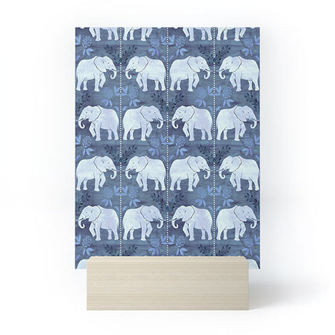 Schatzi Brown Elephant 1 Blue Mini Art Print