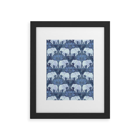 Schatzi Brown Elephant 1 Blue Framed Art Print