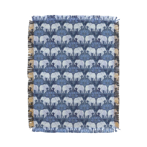 Schatzi Brown Elephant 1 Blue Throw Blanket