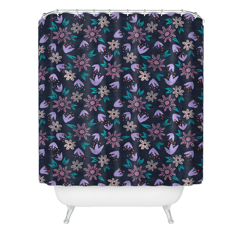 Schatzi Brown Erinn Floral Purple Shower Curtain