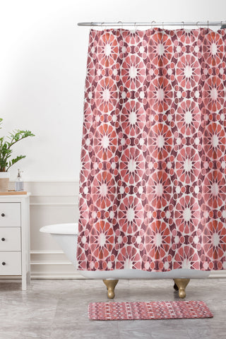 Schatzi Brown Farah Tile Rose Shower Curtain And Mat