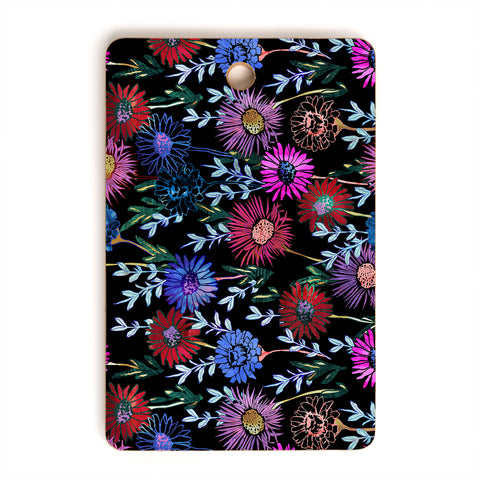 Schatzi Brown Gillian Floral Black Cutting Board Rectangle