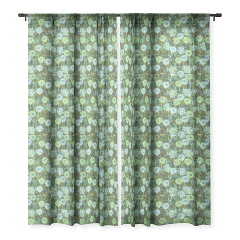 Schatzi Brown Gillian Floral Green Sheer Window Curtain