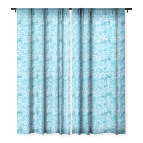 Schatzi Brown Goddess Palm Turquoise Sheer Window Curtain