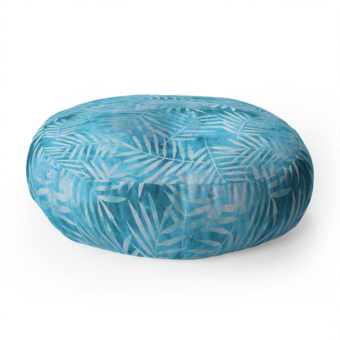 Schatzi Brown Goddess Palm Turquoise Floor Pillow Round