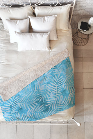 Schatzi Brown Goddess Palm Turquoise Fleece Throw Blanket