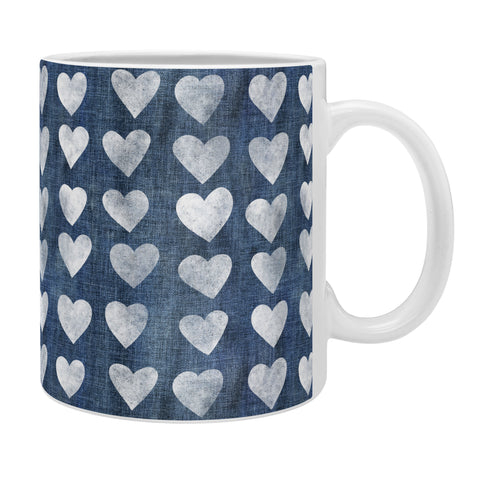 Schatzi Brown Heart Stamps Denim Coffee Mug