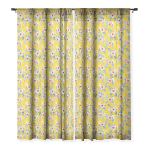 Schatzi Brown Honolua Tropic Yellow Sheer Window Curtain