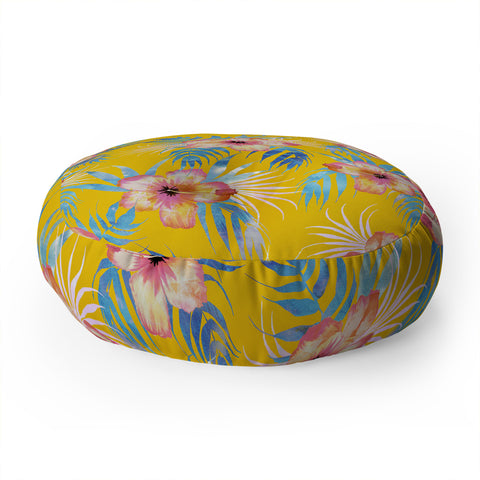 Schatzi Brown Honolua Tropic Yellow Floor Pillow Round