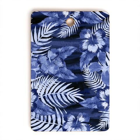 Schatzi Brown Hula Hibiscus Dark Blue Cutting Board Rectangle