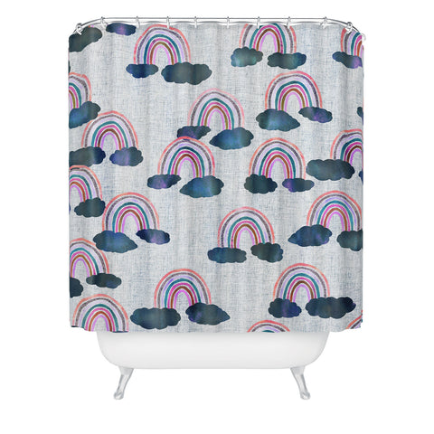 Schatzi Brown Just Rainbows light Linen Shower Curtain