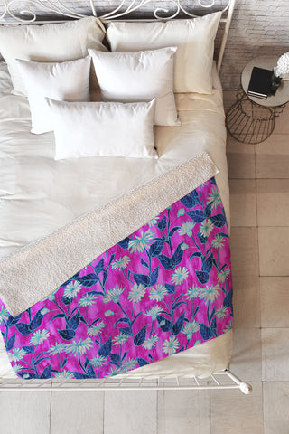 Schatzi Brown Justina Floral Pink Fleece Throw Blanket