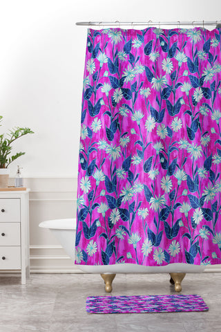Schatzi Brown Justina Floral Pink Shower Curtain And Mat
