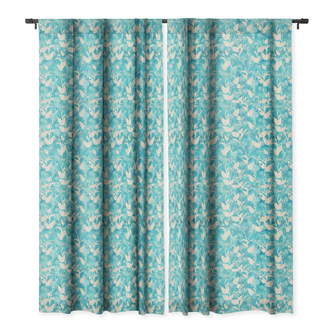 Schatzi Brown Justina Floral Turquoise Blackout Window Curtain