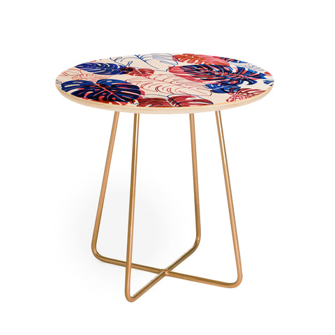 Schatzi Brown Kona Tropic Red Blue Round Side Table