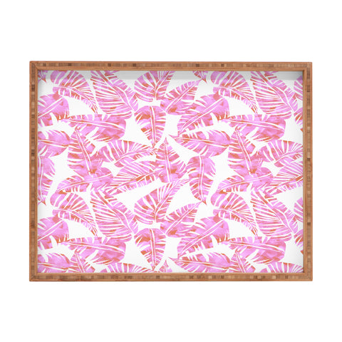 Schatzi Brown Lani Kai Leaf Pink Rectangular Tray