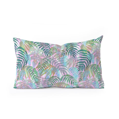 Schatzi Brown Lost in the Jungle pink green Oblong Throw Pillow