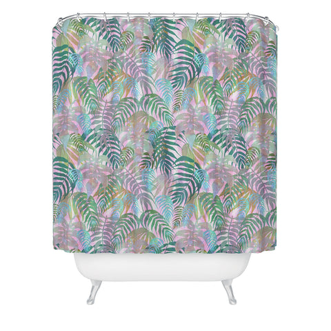Schatzi Brown Lost in the Jungle pink green Shower Curtain