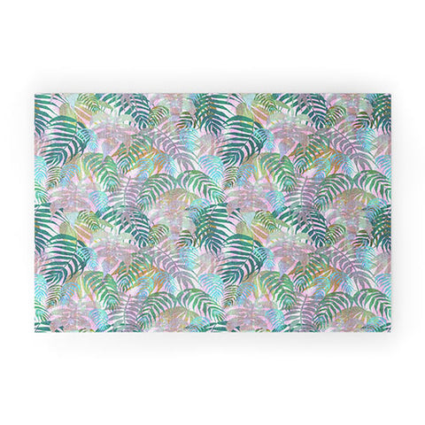 Schatzi Brown Lost in the Jungle pink green Welcome Mat