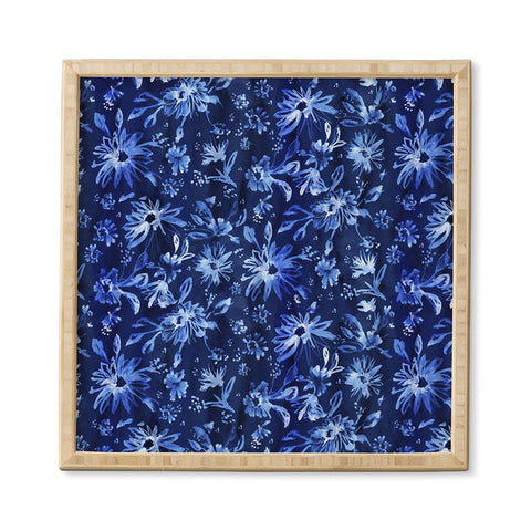 Schatzi Brown Lovely Floral Dark Blue Framed Wall Art