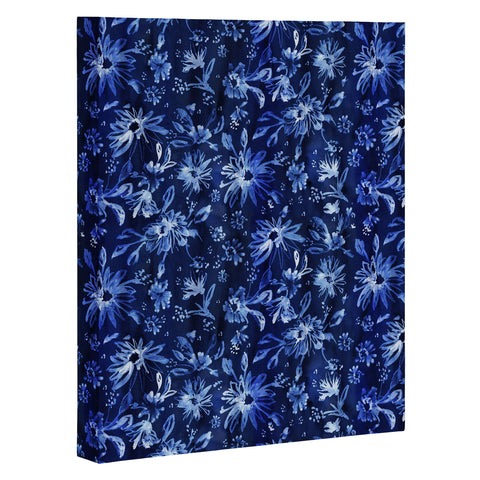 Schatzi Brown Lovely Floral Dark Blue Art Canvas