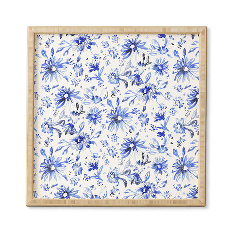 Schatzi Brown Lovely Floral White Blue Framed Wall Art