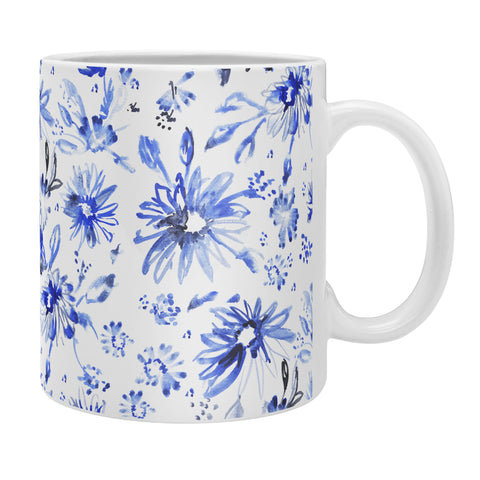 Schatzi Brown Lovely Floral White Blue Coffee Mug