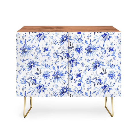 Schatzi Brown Lovely Floral White Blue Credenza