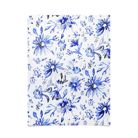 Schatzi Brown Lovely Floral White Blue Poster