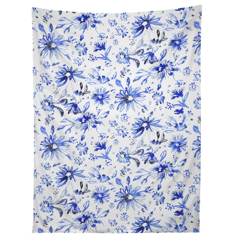 Schatzi Brown Lovely Floral White Blue Tapestry
