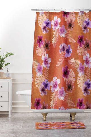 Schatzi Brown Luana Orange Shower Curtain And Mat