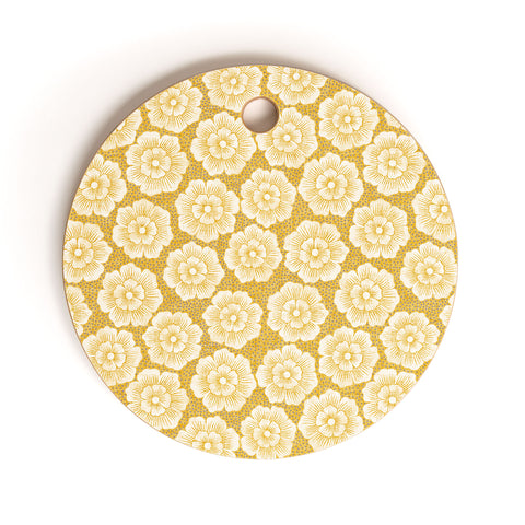 Schatzi Brown Lucy Floral Yellow Cutting Board Round