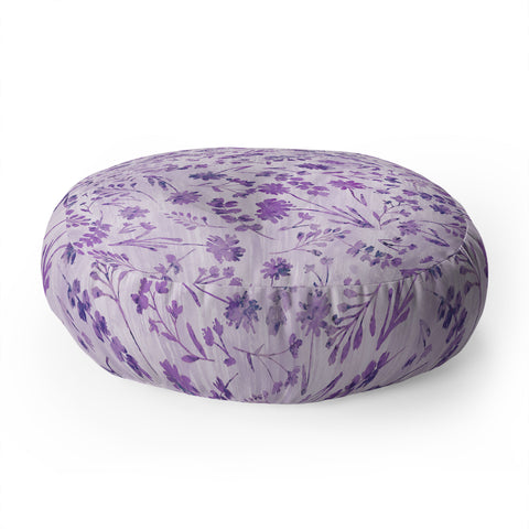 Schatzi Brown Mallory Floral Lilac Floor Pillow Round