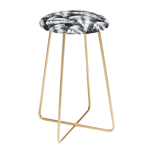 Schatzi Brown Maui Palm Black and White Counter Stool