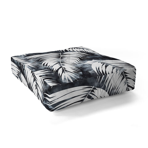 Schatzi Brown Maui Palm Black and White Floor Pillow Square