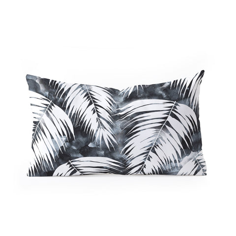 Schatzi Brown Maui Palm Black and White Oblong Throw Pillow