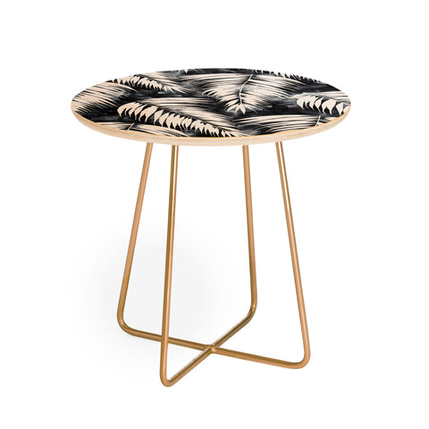 Schatzi Brown Maui Palm Black and White Round Side Table
