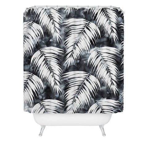 Schatzi Brown Maui Palm Black and White Shower Curtain