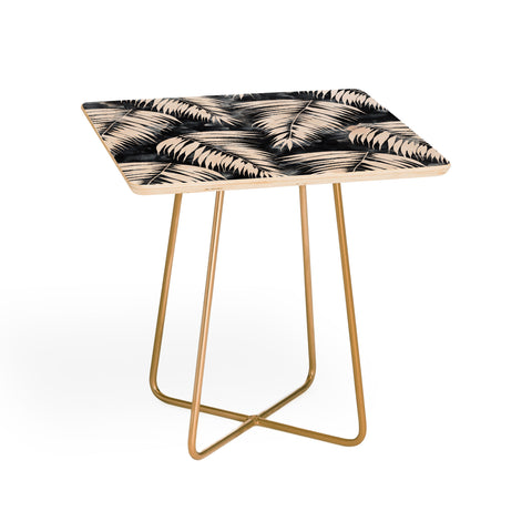 Schatzi Brown Maui Palm Black and White Side Table
